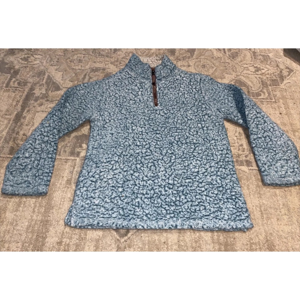 True Grit Fleece Youth Sz Medium Pullover 1/4 Zip Bluish Green‎